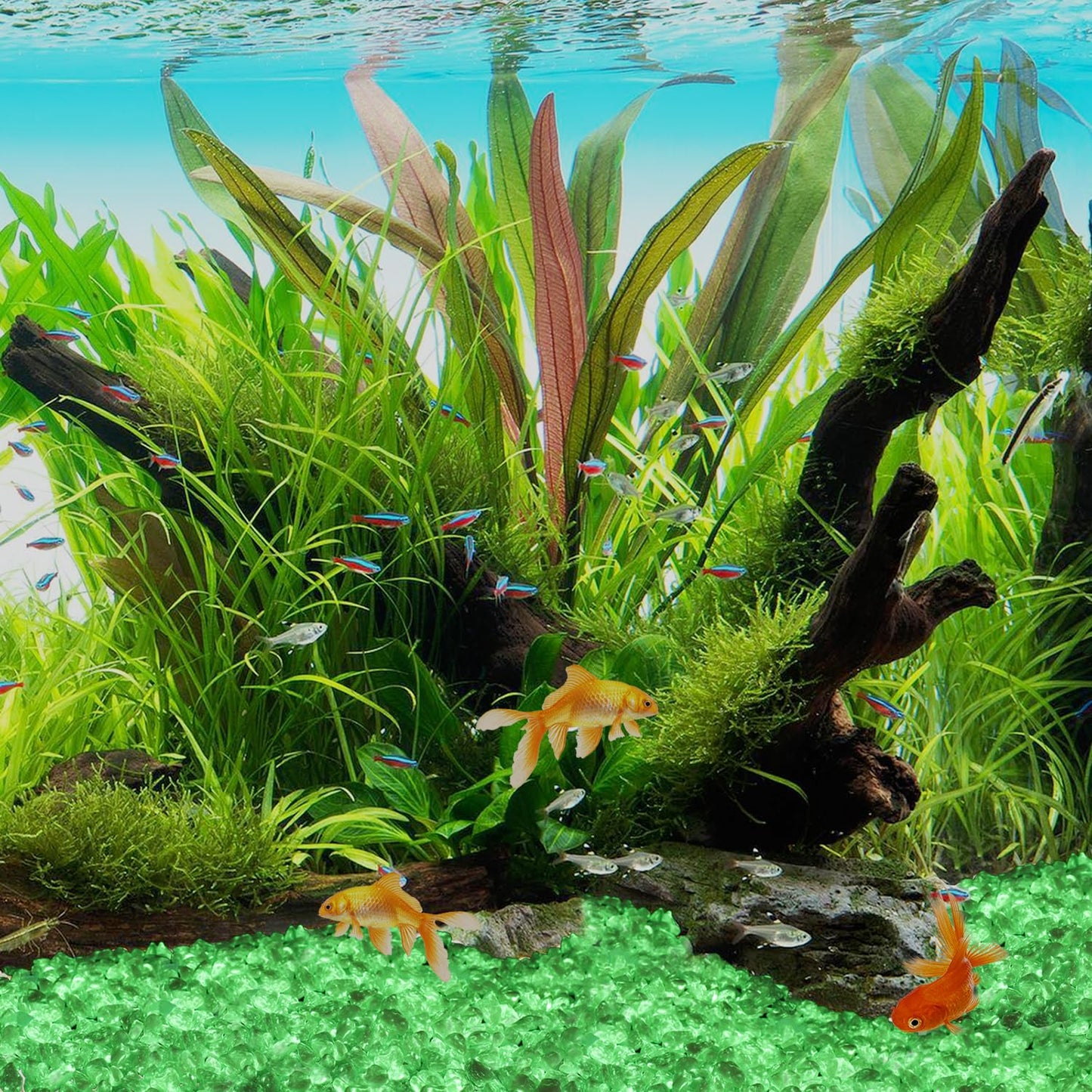 Glow in the Dark Stones - Green Glow Rocks Pebbles for Outdoor Garden Landscaping Walkway & Indoor Decorative Glowing Stones for Aquarium Fish Tank