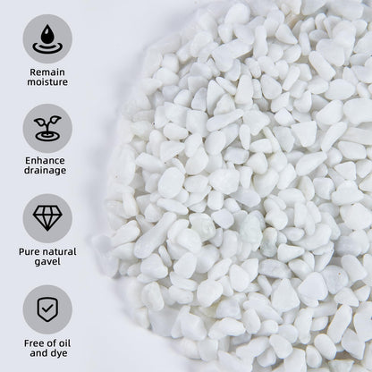 Snow White Polished Gravel for Plants Garden, Decorative Pebbles Ideal for Fish Tank, Vases, Succulents, Crafting, Home Decor