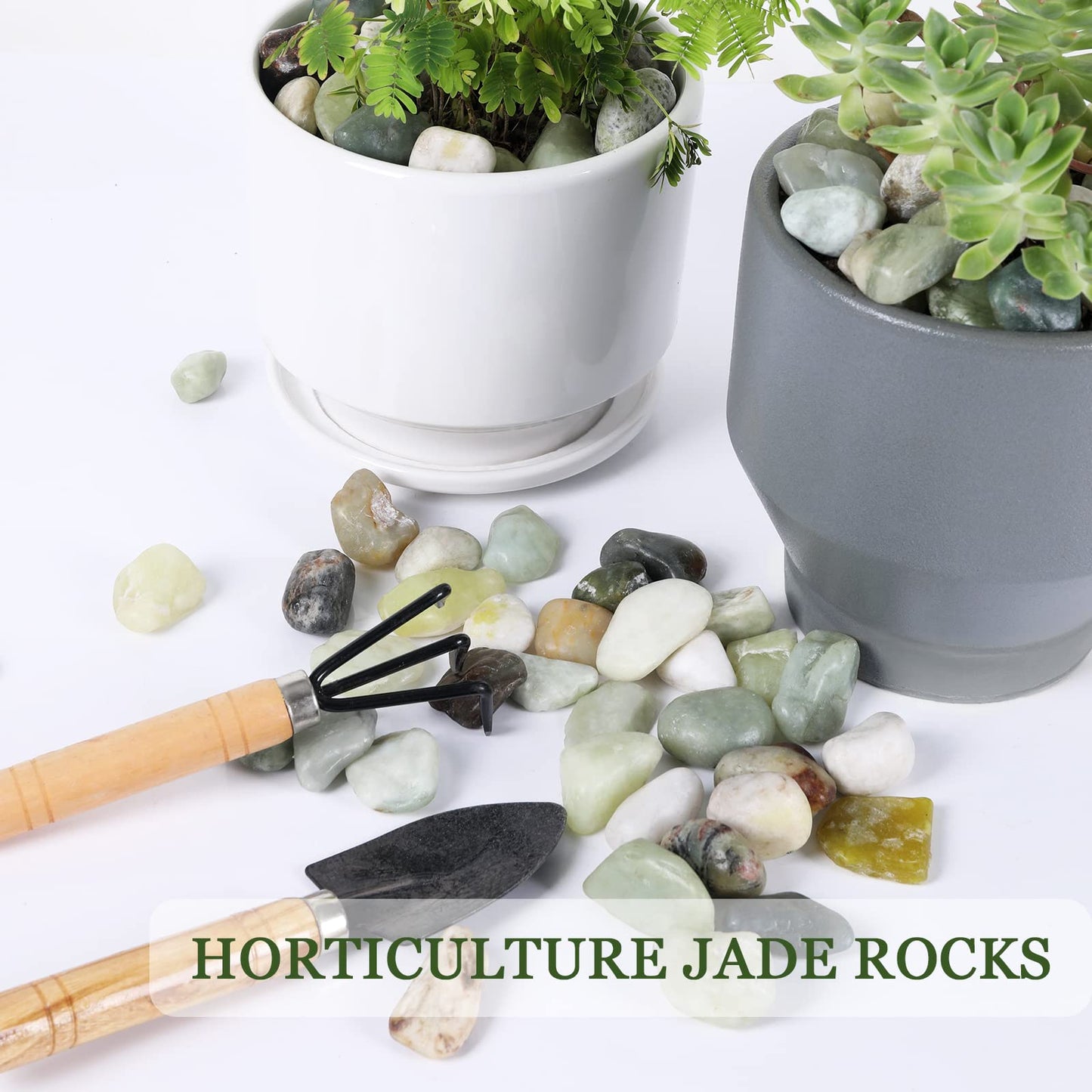 Jade Natural River Rocks Polished Pebbles for Landscaping, Plants, Fish Tank, Vases, Succulents, Crafting, Home Decor ,0.7"-1.6"