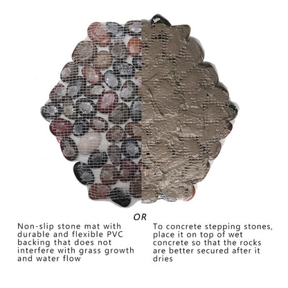 12 inch River Rock Stepping Stone - Pavers for Outdoor Garden Walkway, Landscaping,Hexagon Set of 6