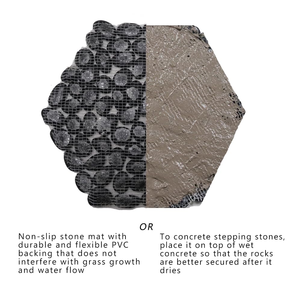 12 inch River Rock Stepping Stone - Pavers for Outdoor Garden Walkway, Landscaping,Hexagon Set of 6
