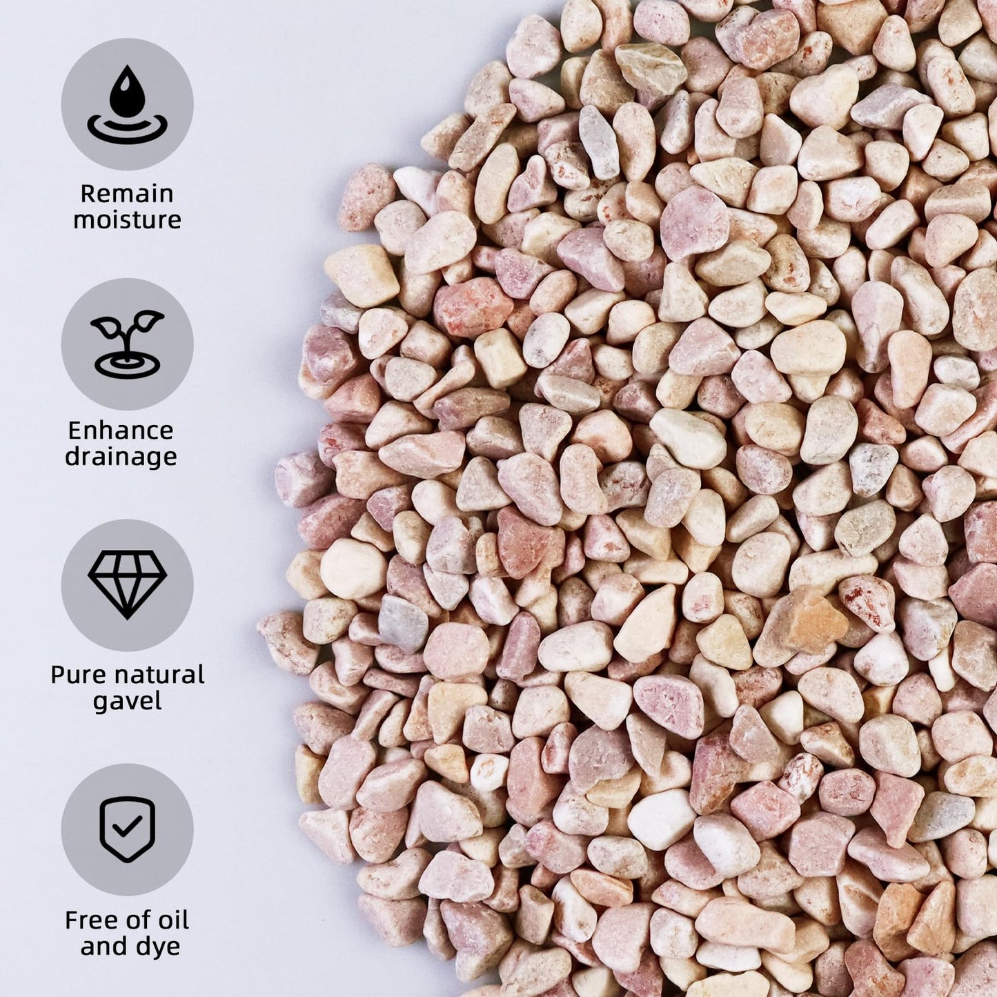 Natural Polished Pebbles Pea Gravels River Rocks,Decorative Gravels Ideal for Fish Tank, Vases, Succulents, Home Decor and Garden Landscaping,Peach