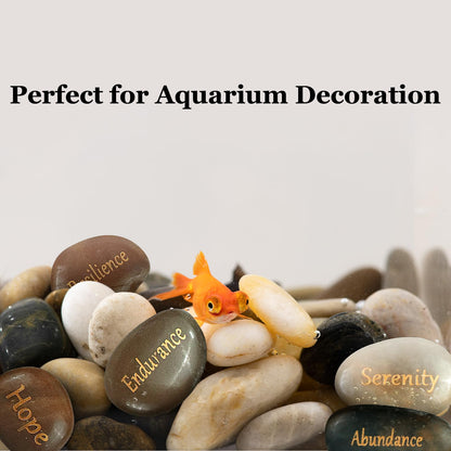 27 PCS Engraved Inspirational Stones Golden Words Gift Stones with Inspirational Words for Friends and Family Encouragement Rocks for Praying and Decoration