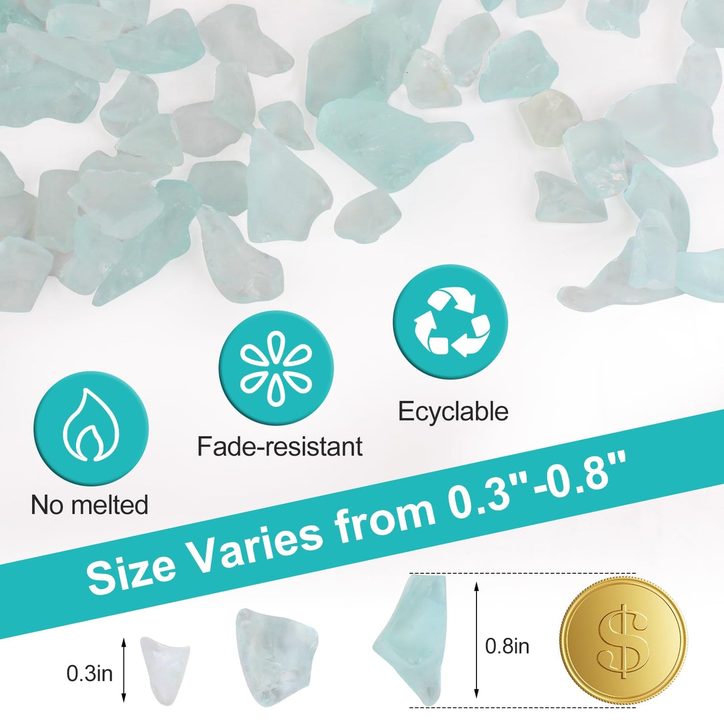 Forsted Sea Glass for Vase Filler, Aquarium, Home Decor,  Firepit ,Wedding Decor